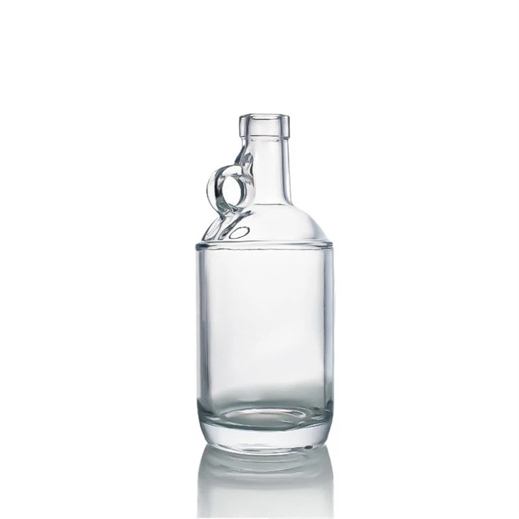 Round Shape Transparent Spirit Alcohol Liquor Bottle With Cork