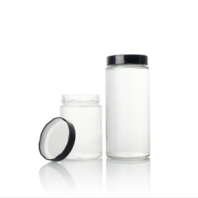 Multi Sizes Glass Jars With Black Aluminum Cap Multi Sizes Glass Jars With Black Aluminum Cap
